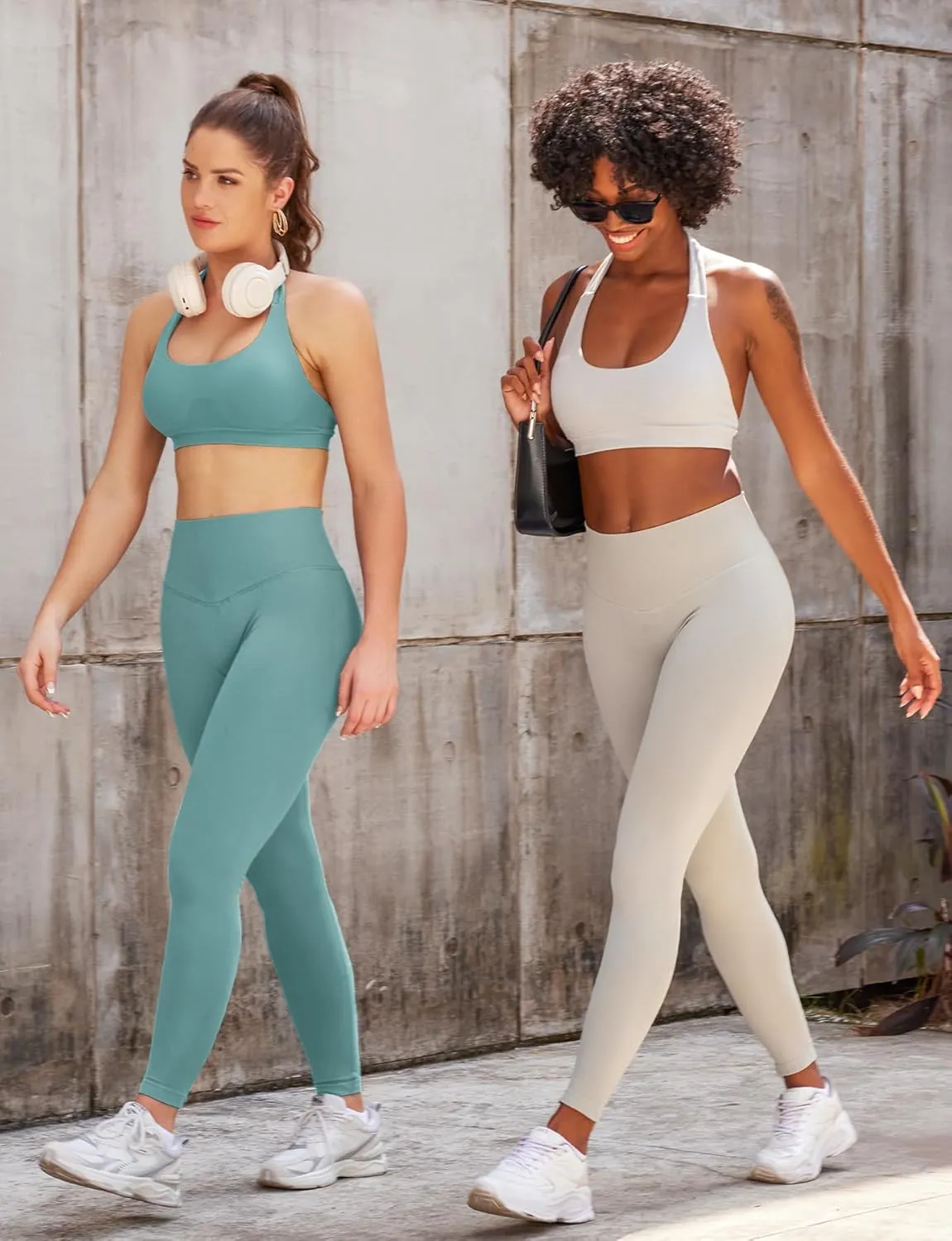 VOYJOY Women Workout Impact Bras Medium Low Support Halter Sports Bras Seamless Open Back Gym Padded Yoga Crop Top