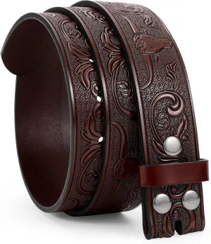 WERFORU Western Leather Belt Strap for Men Women Cowboy Western Belts without Buckle Men Western Leather Belt Jeans