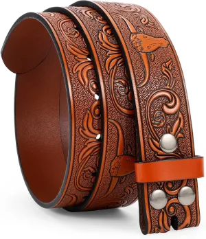 WERFORU Western Leather Belt Strap for Men Women Cowboy Western Belts without Buckle Men Western Leather Belt Jeans