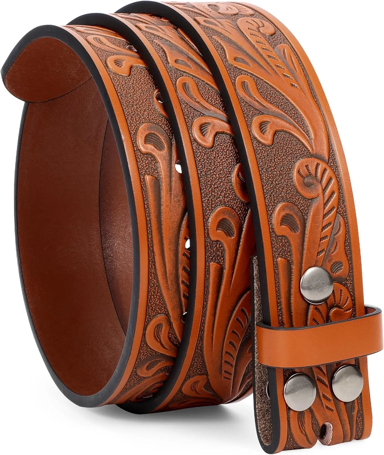 WERFORU Western Leather Belt Strap for Men Women Cowboy Western Belts without Buckle Men Western Leather Belt Jeans