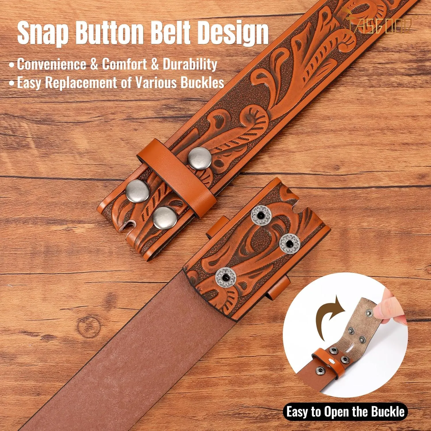 WERFORU Western Leather Belt Strap for Men Women Cowboy Western Belts without Buckle Men Western Leather Belt Jeans