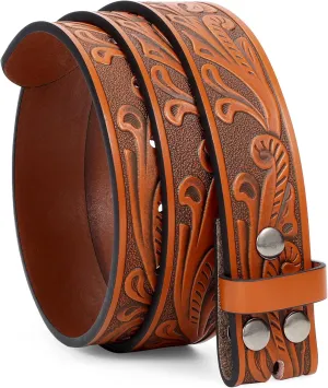 WERFORU Western Leather Belt Strap for Men Women Cowboy Western Belts without Buckle Men Western Leather Belt Jeans