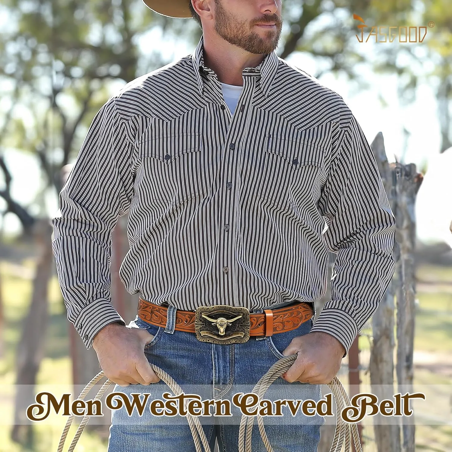 WERFORU Western Leather Belt Strap for Men Women Cowboy Western Belts without Buckle Men Western Leather Belt Jeans