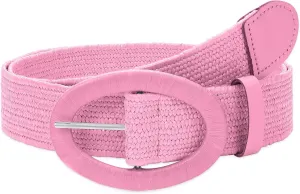 WHIPPY Women Straw Woven Elastic Stretch Waist Belt, Boho Braided Skinny Dress Belts for Women