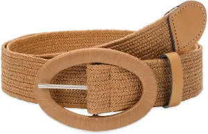 WHIPPY Women Straw Woven Elastic Stretch Waist Belt, Boho Braided Skinny Dress Belts for Women