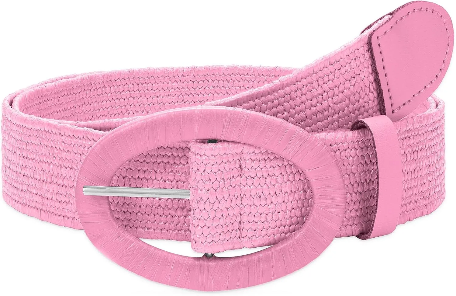 WHIPPY Women Straw Woven Elastic Stretch Waist Belt, Boho Braided Skinny Dress Belts for Women