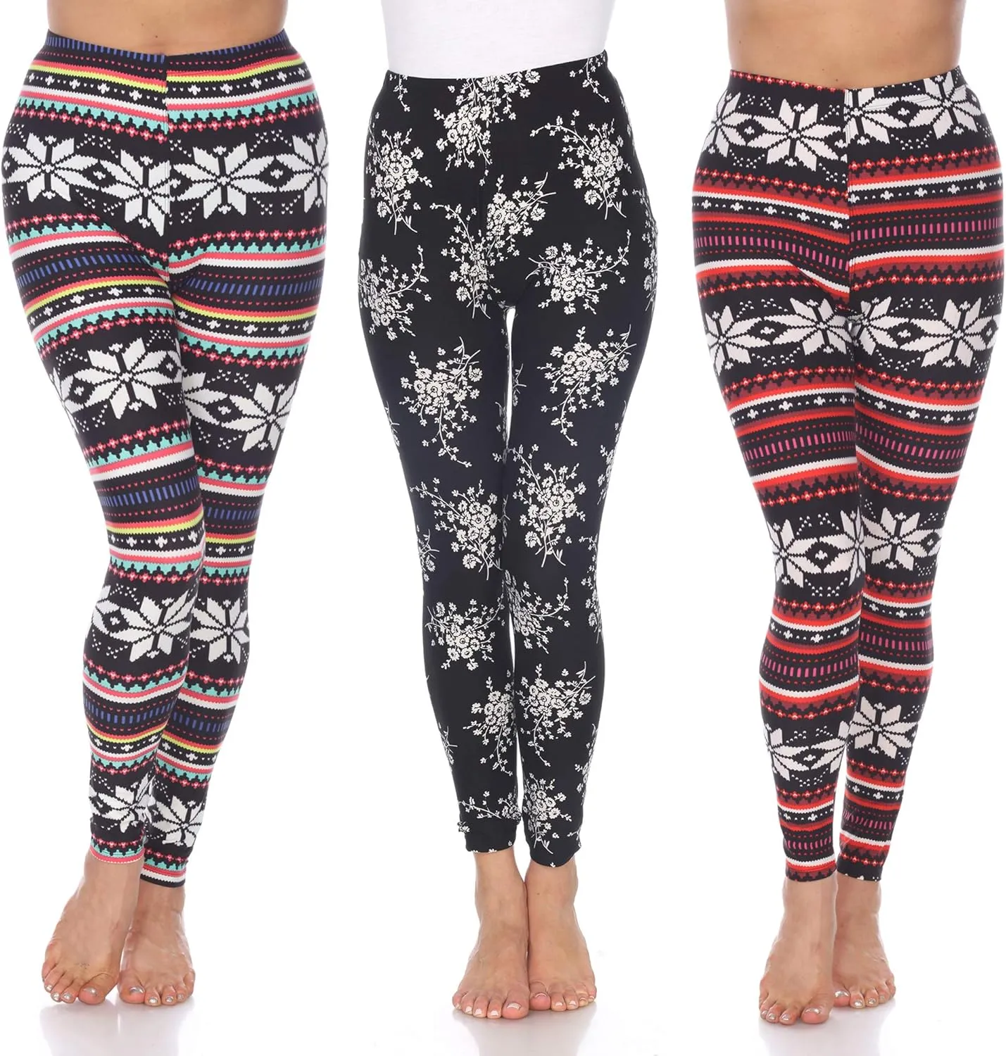 white mark Women's Pack of 3 Printed Leggings