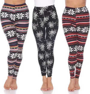 white mark Women's Pack of 3 Printed Leggings