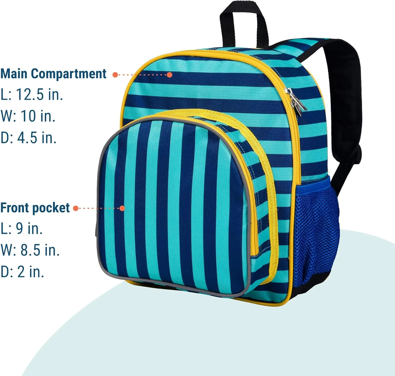 Wildkin 12-inch Kids Backpack  Padded, Adjustable, Ideal for Daycare & Travel - Blue Stripes