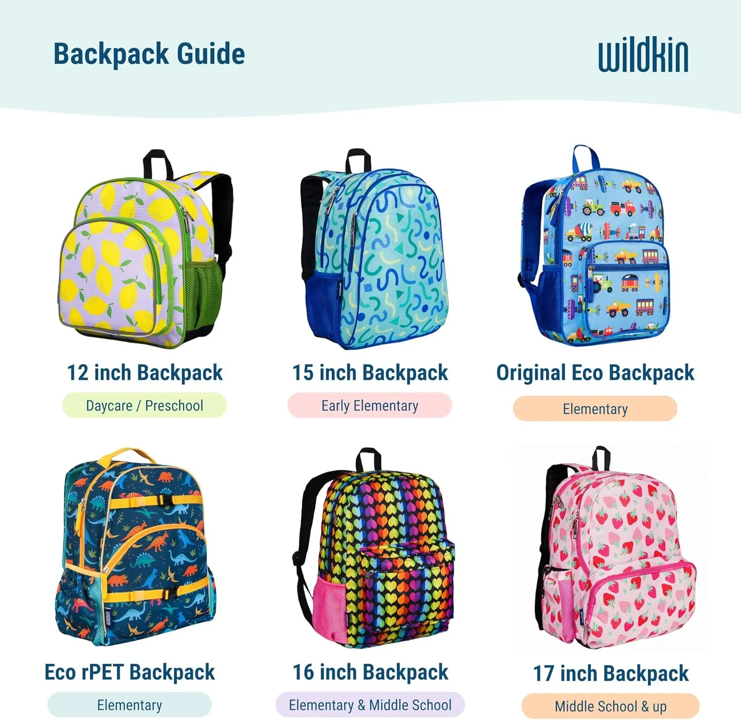 Wildkin 12-inch Kids Backpack  Padded, Adjustable, Ideal for Daycare & Travel - Blue Stripes