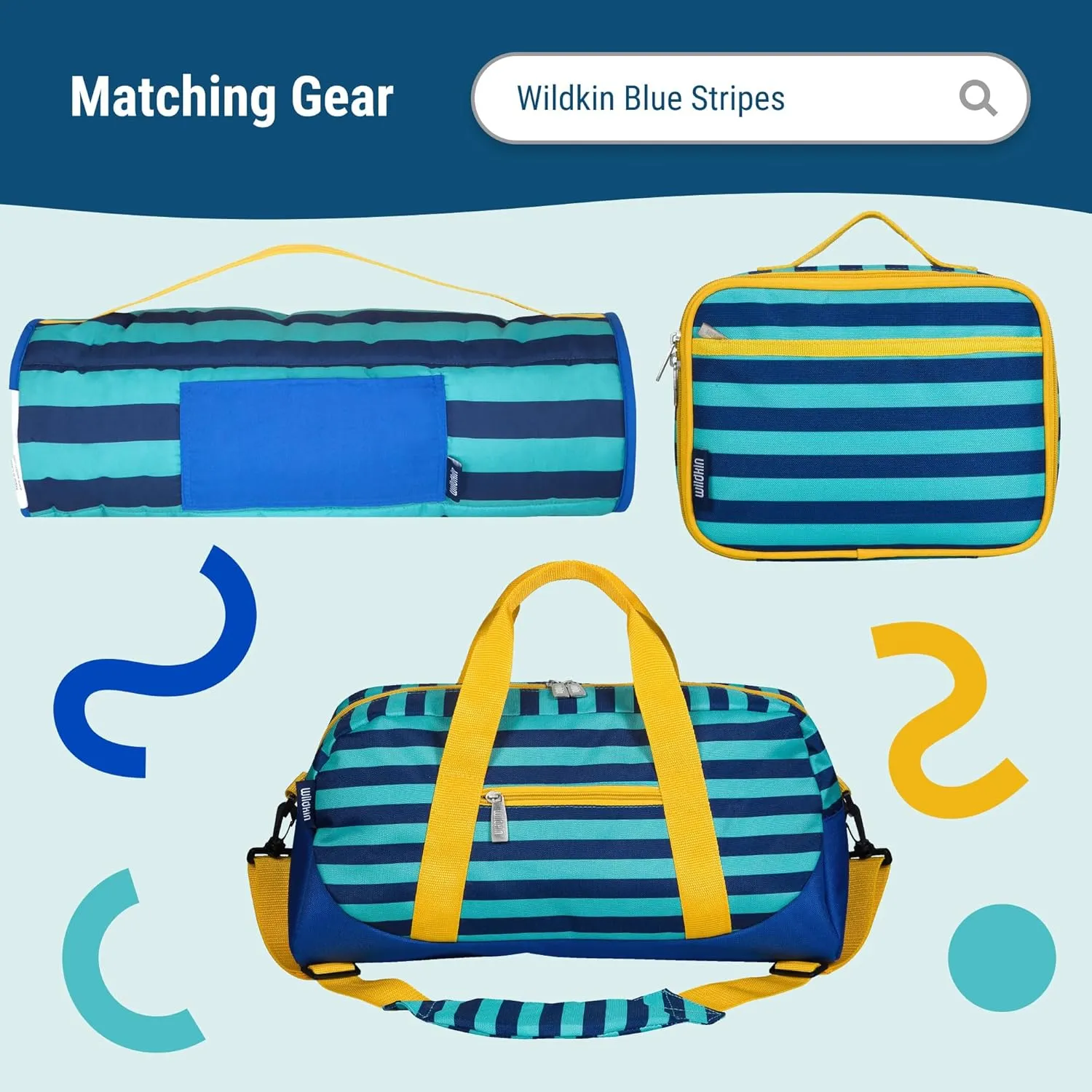 Wildkin 12-inch Kids Backpack  Padded, Adjustable, Ideal for Daycare & Travel - Blue Stripes