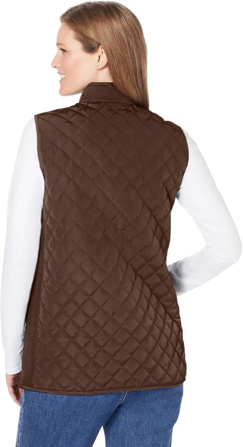 Woman Within Plus Size Zip-Front Quilted Vest Long Lightweight Gilet