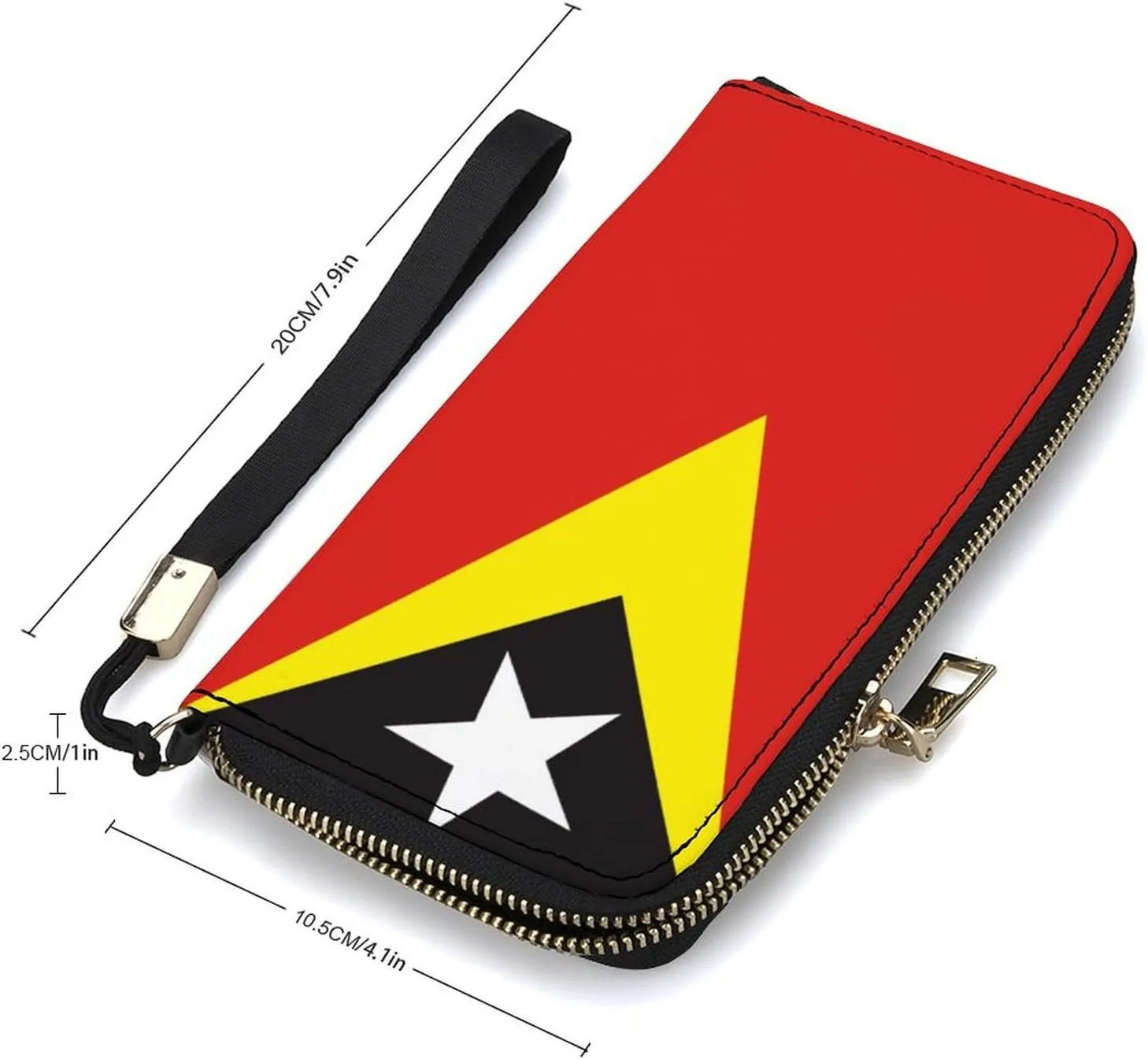 Women Men East Timor Flag Zipper Long Purse with Removable Wristlet Stylish PU Wallet Travel Clutch