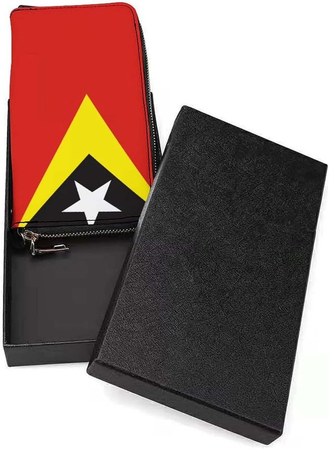 Women Men East Timor Flag Zipper Long Purse with Removable Wristlet Stylish PU Wallet Travel Clutch