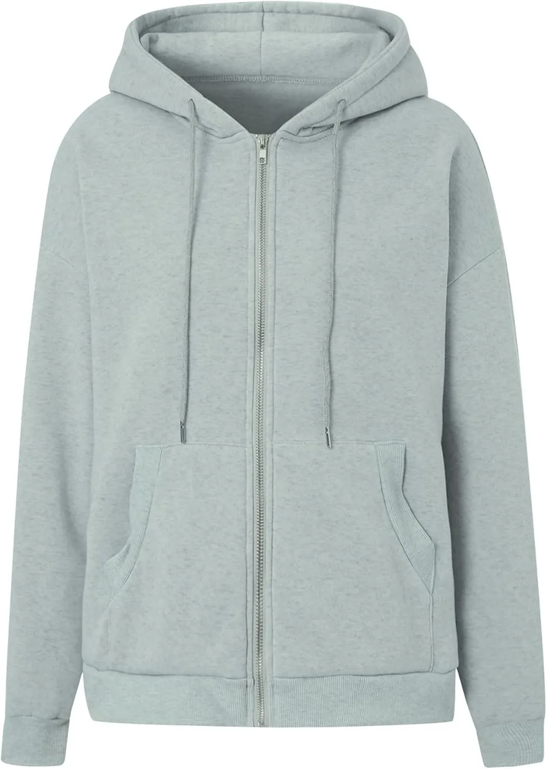 Women Oversized Zip Up Hoodies Sweatshirts Clothes Teen Girl Casual Drawstring Jackets with Pockets
