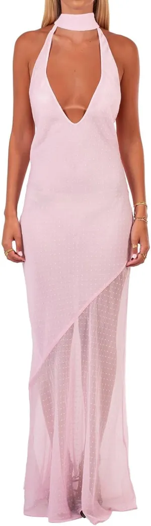 Women Polka Dot Summer Sundress Y2k V Neck Tie Back Spaghetti Strap Maxi Dress 2025 Slim Fit A Line Beachwear