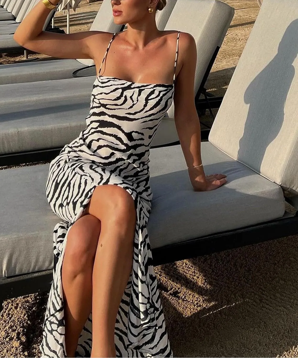 Women Polka Dot Summer Sundress Y2k V Neck Tie Back Spaghetti Strap Maxi Dress 2025 Slim Fit A Line Beachwear