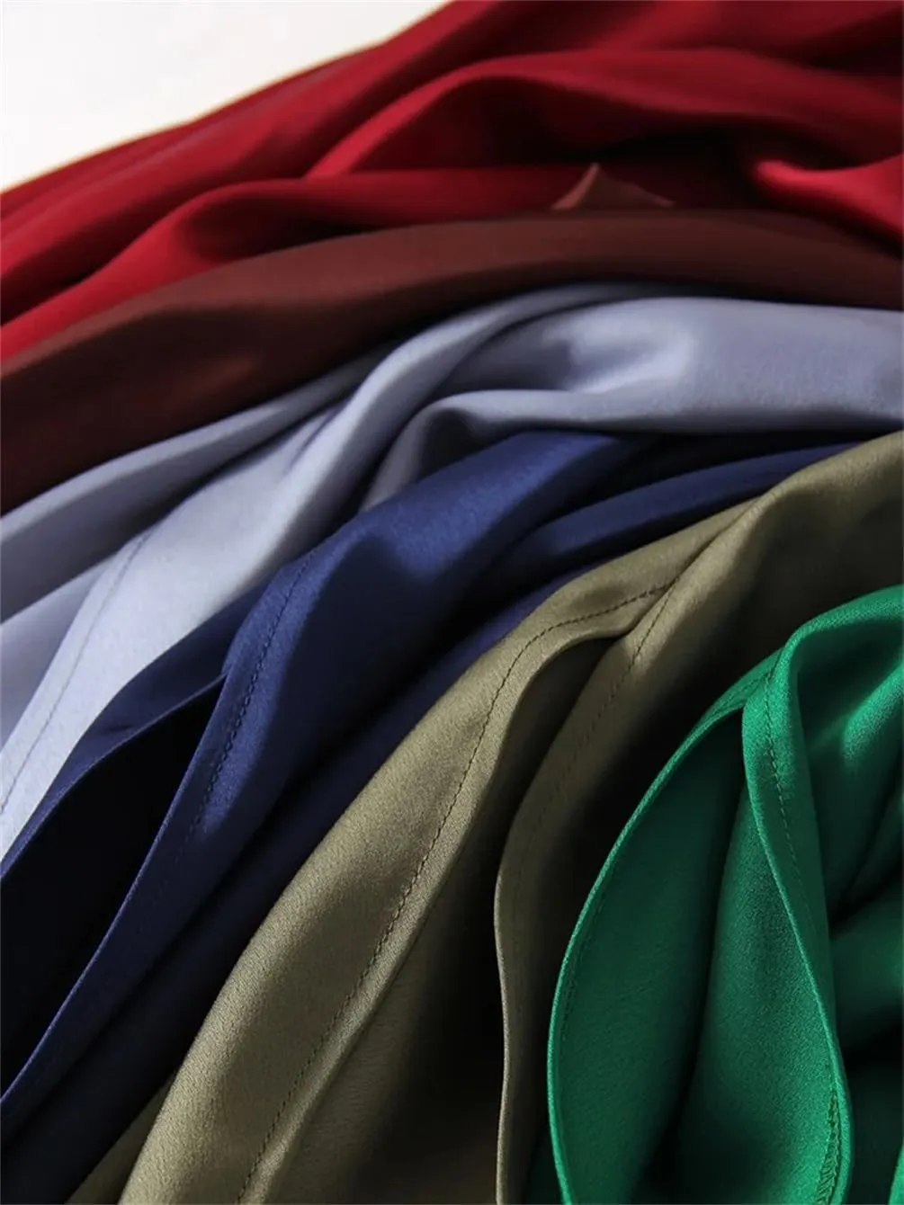 Women Satin Silk Skirt A-Line Solid Color Office High Waisted Midi Skirts with Slit