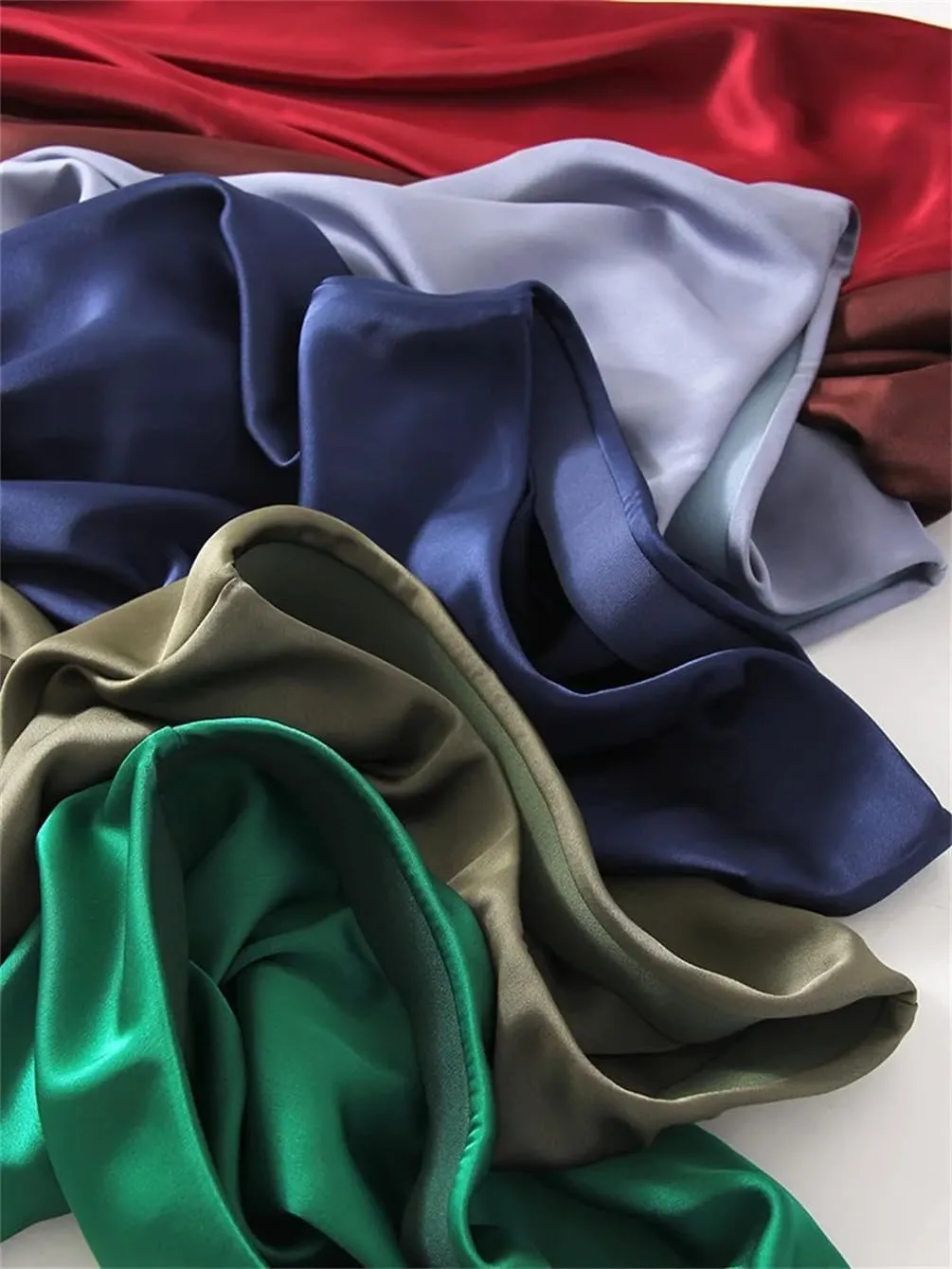 Women Satin Silk Skirt A-Line Solid Color Office High Waisted Midi Skirts with Slit