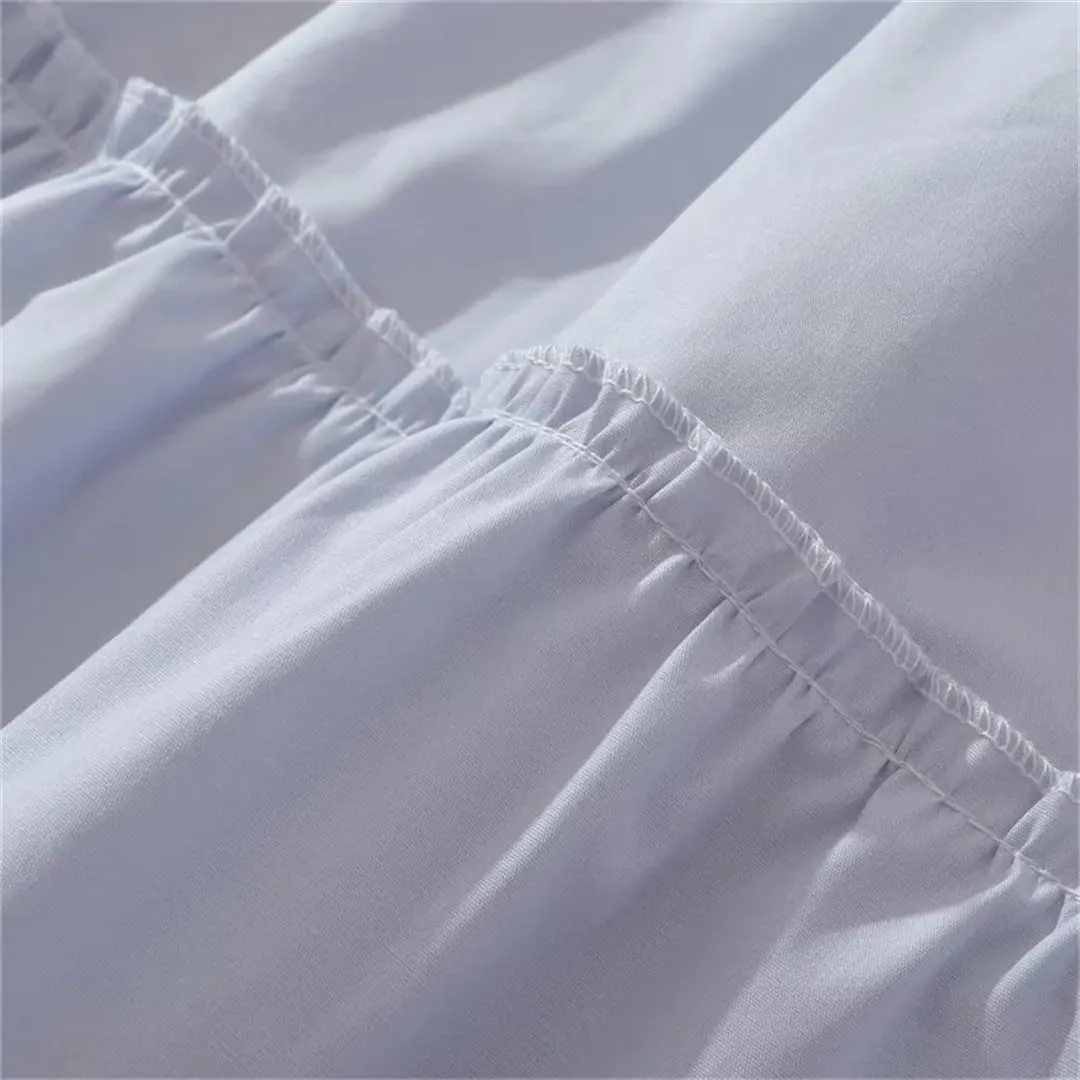 Women Solid Ruffles Skirt High Waist Pleated Side Zipper A Line Midi Skirts