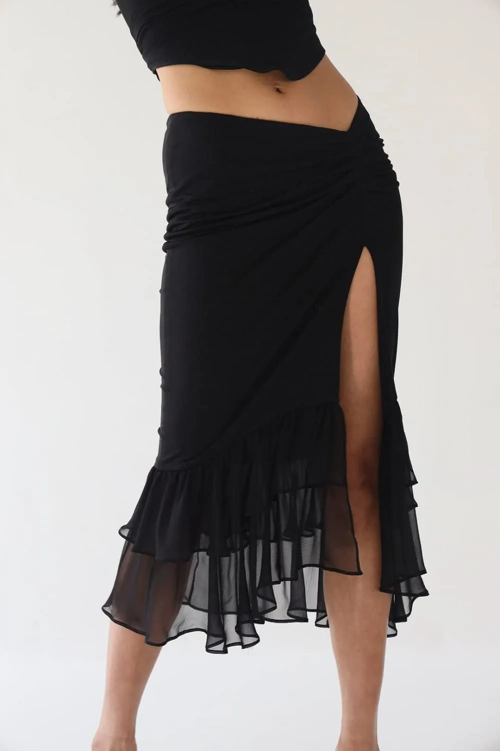 Women Y2K Ruffle Mesh 2 Piece Skirt Set Sheer Sleeveless Tube Top Flower Ruffle Split Mini Skirt Streetwear Outfits