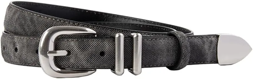 Womens Belts for Jeans Dresses Ladies Leather Waist Belt with Silver Buckle