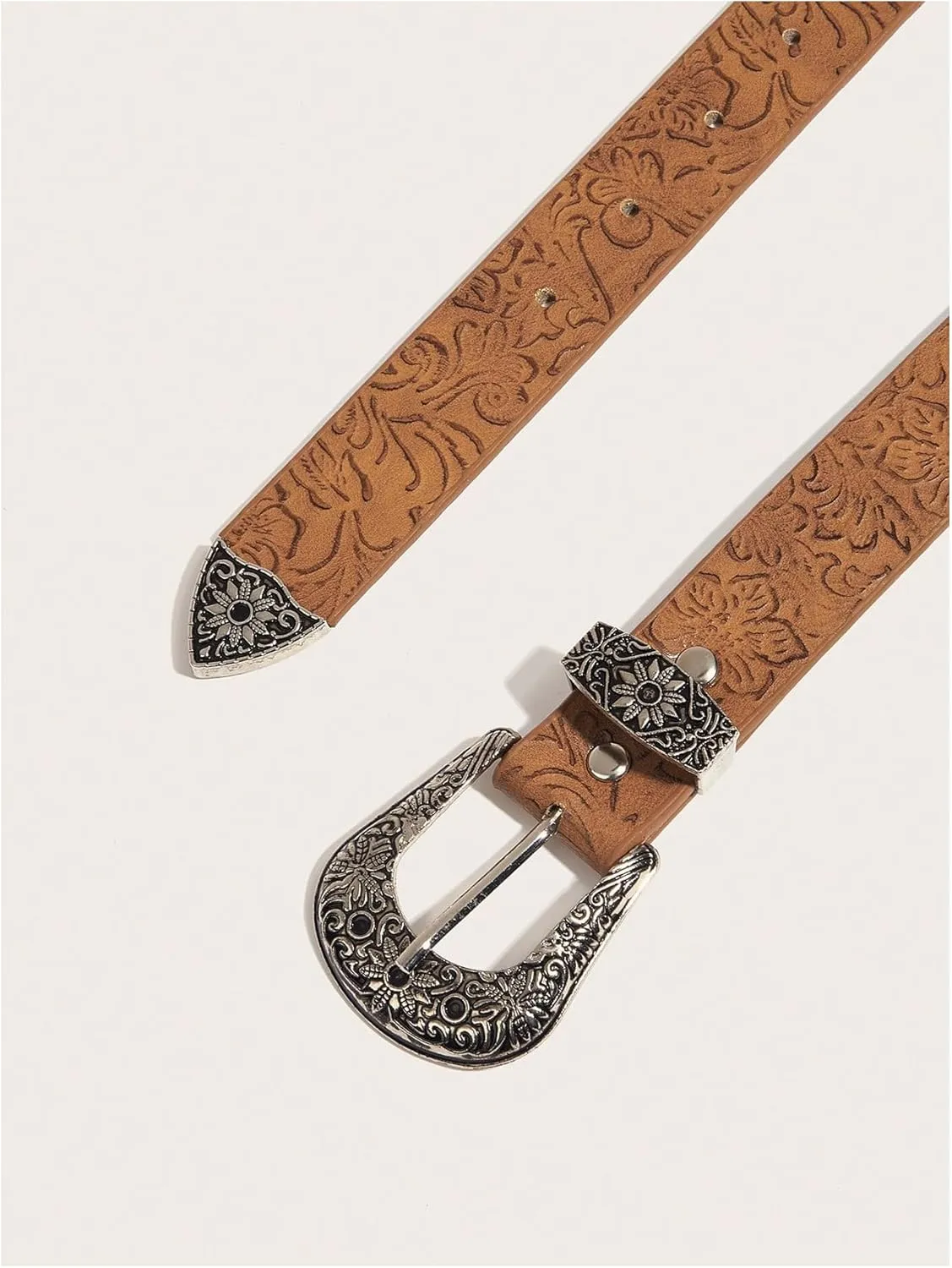 Women's Buckle Belt Cow Print Western Leather Belt Cowgirl Waist Belts