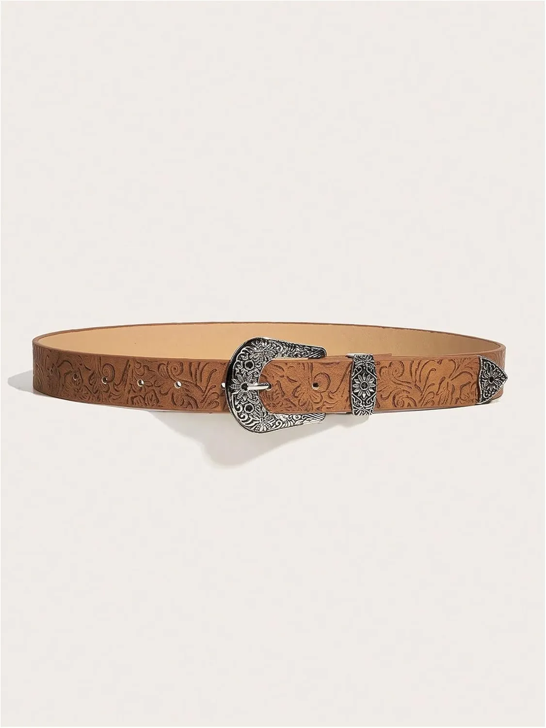 Women's Buckle Belt Cow Print Western Leather Belt Cowgirl Waist Belts