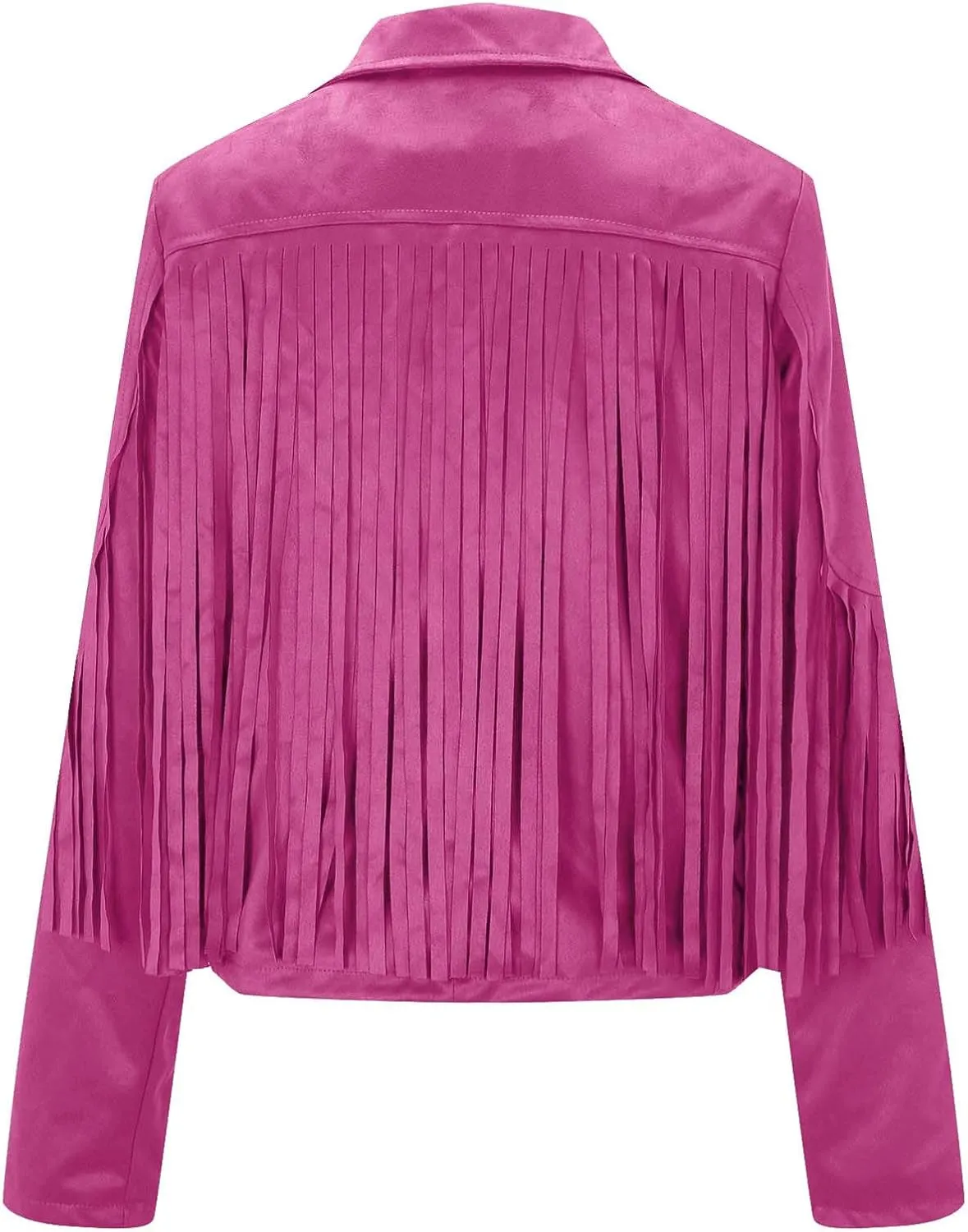 Womens Fringe Faux Suede Leather Jackets Fashion Tassel Motorcycle Cropped Coats Hippie Boyfriend Outwear Moto Coat