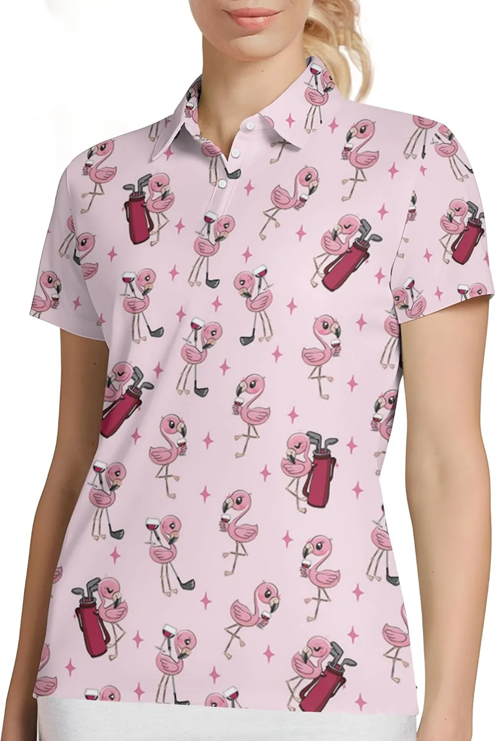Womens Golf Shirt Funny Polo Shirts for Women Crazy Golf Outfit, Small, Aop-wpol-64653