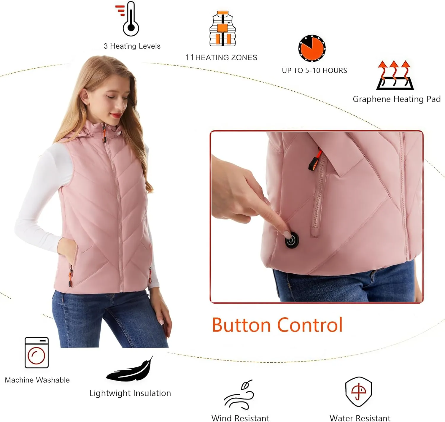 Women's Heated Vest with Battery Heated Body Warmer Winter Outdoor Heating Jackets for Women