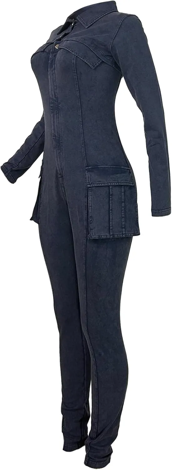 Womens Jumpsuits Casual Romper Bottom Pants Sexy Long Sleeve V Neck Top Bodycon Pant Two Piece
