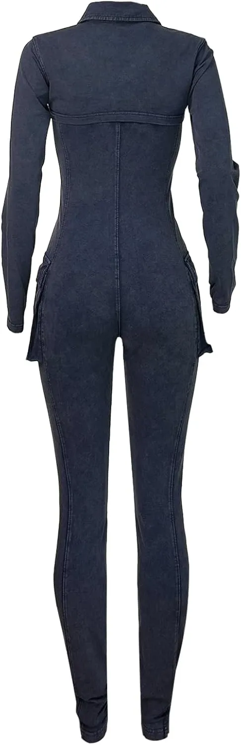 Womens Jumpsuits Casual Romper Bottom Pants Sexy Long Sleeve V Neck Top Bodycon Pant Two Piece