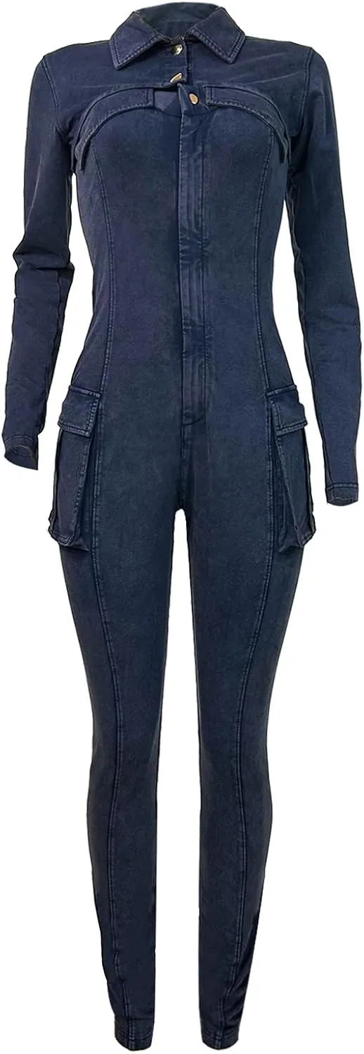 Womens Jumpsuits Casual Romper Bottom Pants Sexy Long Sleeve V Neck Top Bodycon Pant Two Piece
