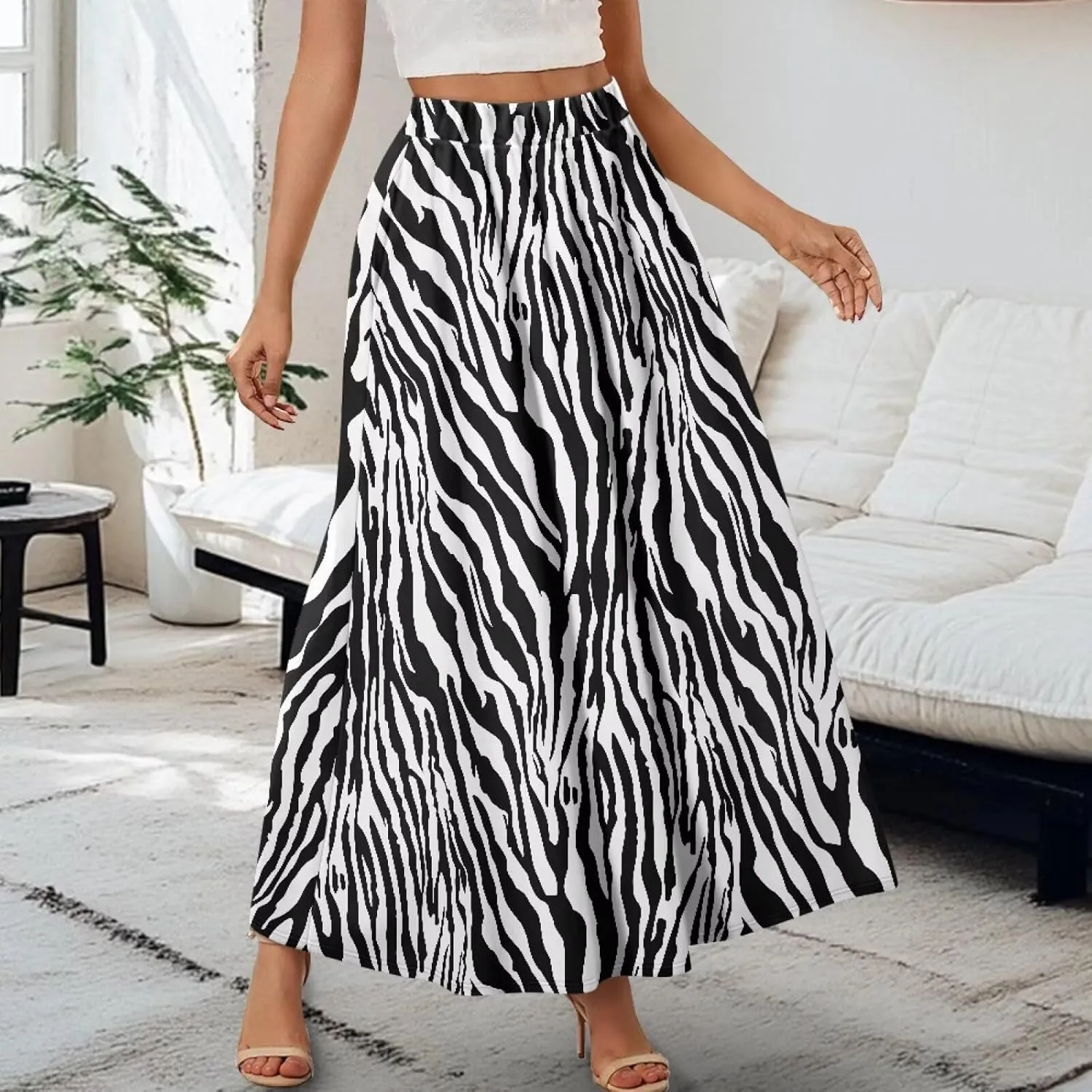 Women's Long Maxi Skirt Pleated High Waist Swing Skirt 2024 Fall Winter Stylish Skirt with Pockets