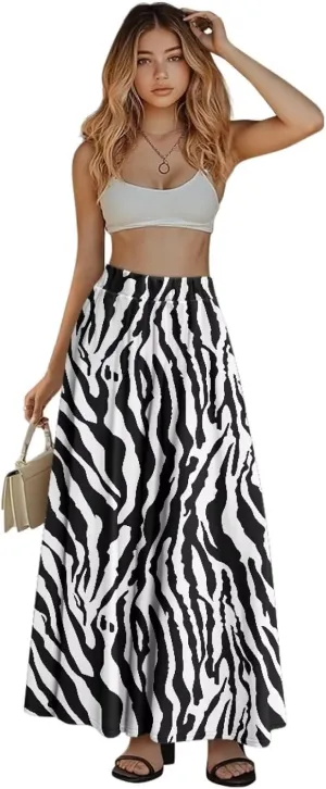 Women's Long Maxi Skirt Pleated High Waist Swing Skirt 2024 Fall Winter Stylish Skirt with Pockets