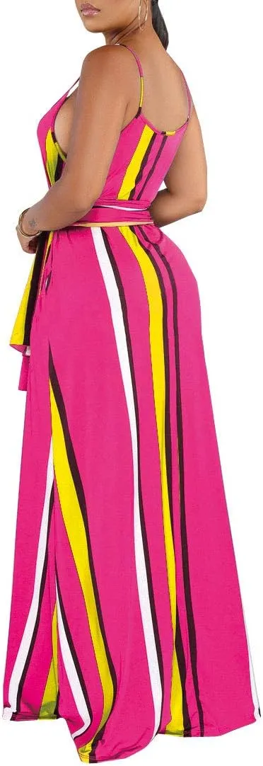 Womens Plus-Size Summer Bohemian Beach Sundress Spaghetti Strap Loose Long Maxi Dresses with Pockets