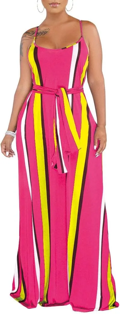 Womens Plus-Size Summer Bohemian Beach Sundress Spaghetti Strap Loose Long Maxi Dresses with Pockets