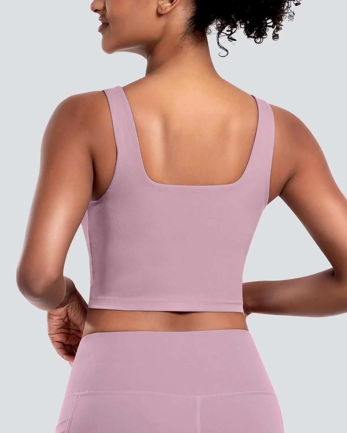 Womens Sports Bras 5 Packs - Square Neck Longline Workout Crop Tank Tops Padded Yoga Camisole with Built in Pads