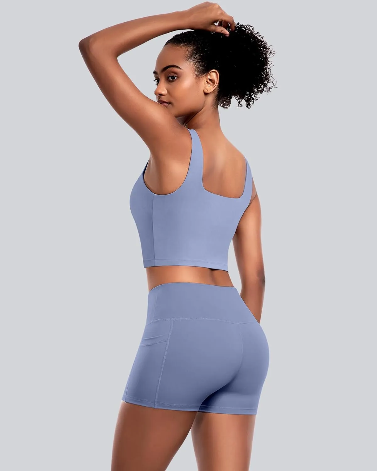 Womens Sports Bras 5 Packs - Square Neck Longline Workout Crop Tank Tops Padded Yoga Camisole with Built in Pads