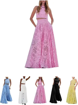 Women's Summer 2 Piece Outfits Crop Tank Tops Long Skirt Set Sleeveless Maxi Dress Sexy outfit for women party club night