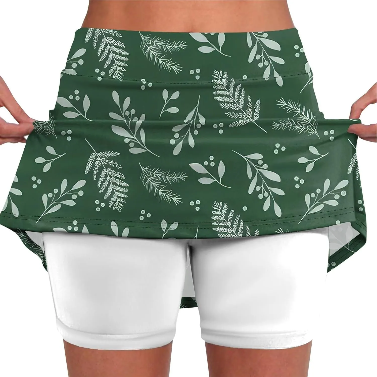 Women's Tennis Golf Skirts Floral Printed High Waist Skorts with Pockets Athletic Sports Running Workout Inner Shorts