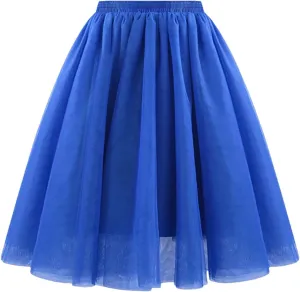 Women's Tulle Midi Short Dress Summer Vintage High Waist Short Skirt