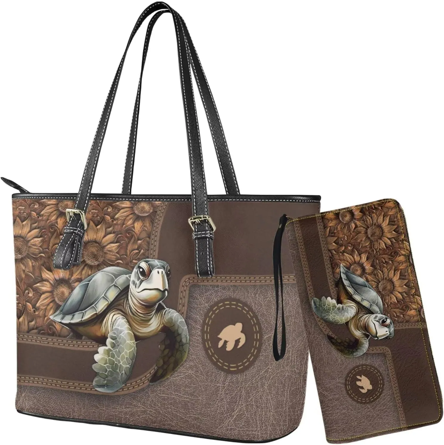 Womens Wallet and Purse Set Tote Bag Hobo Shoulder Handbag with Matching Purse Pu Leather Top Handle Handbag