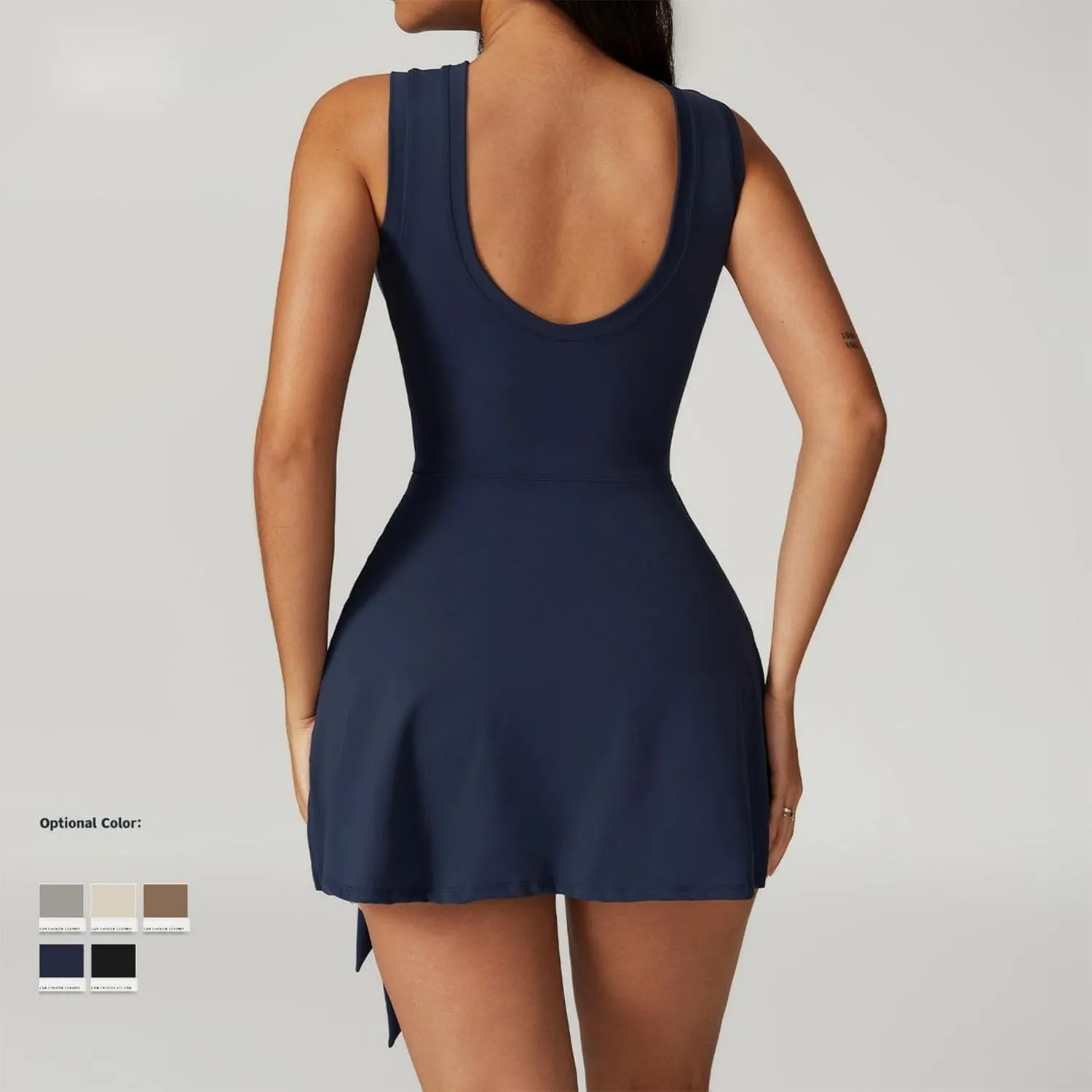 Wrap Skort Dress for Women, Womens Solid Knot Wrap Sports Tank Romper, Sport Tank Dress Romper