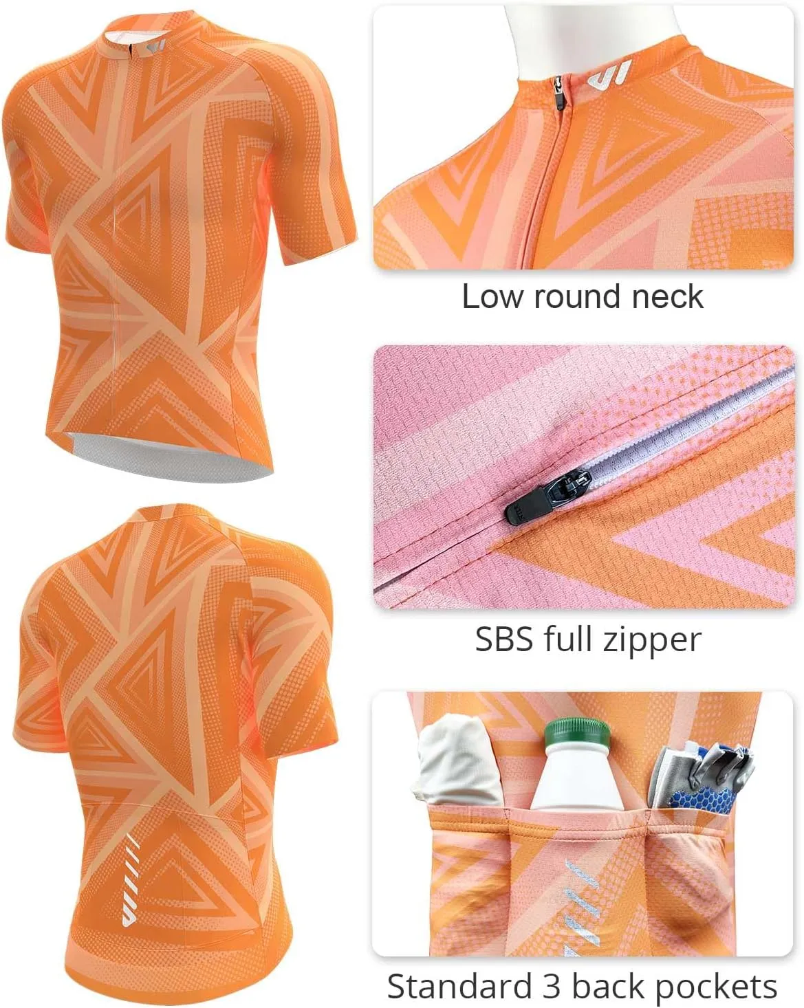 Wulibike Men's Cycling Jerseys Short Sleeve Bike Biking Shirts Full Zip with Pockets Road Bicycle Clothing