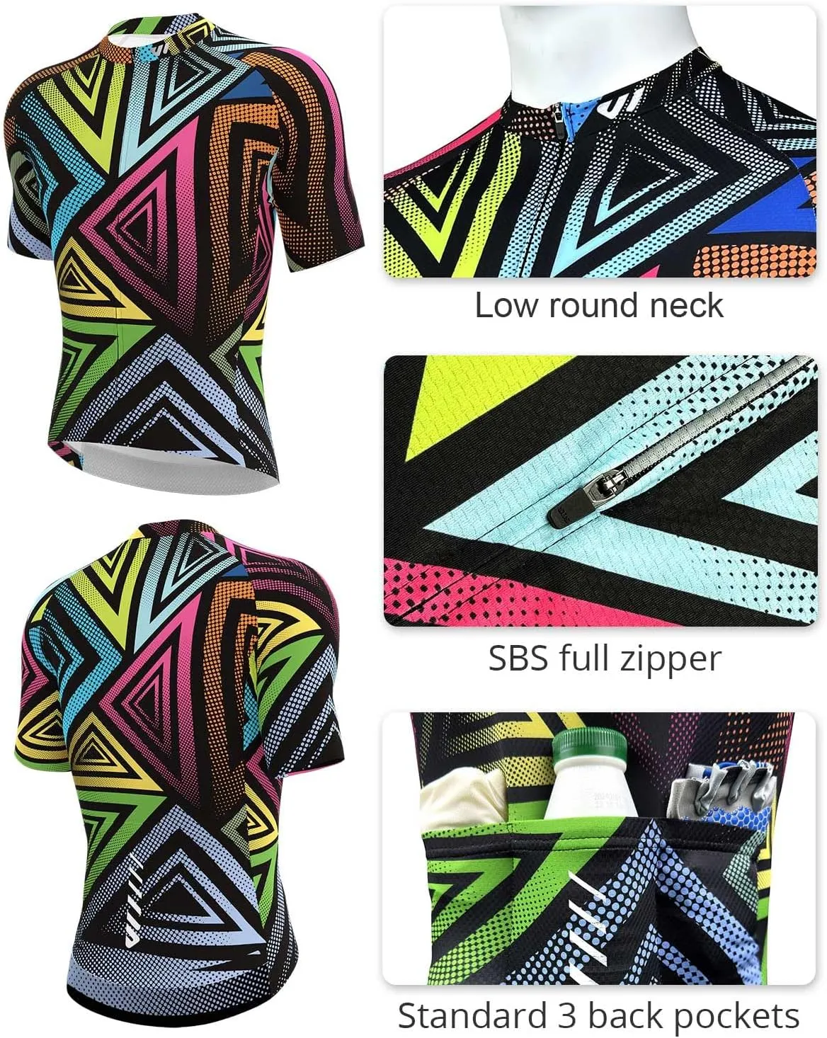 Wulibike Men's Cycling Jerseys Short Sleeve Bike Biking Shirts Full Zip with Pockets Road Bicycle Clothing