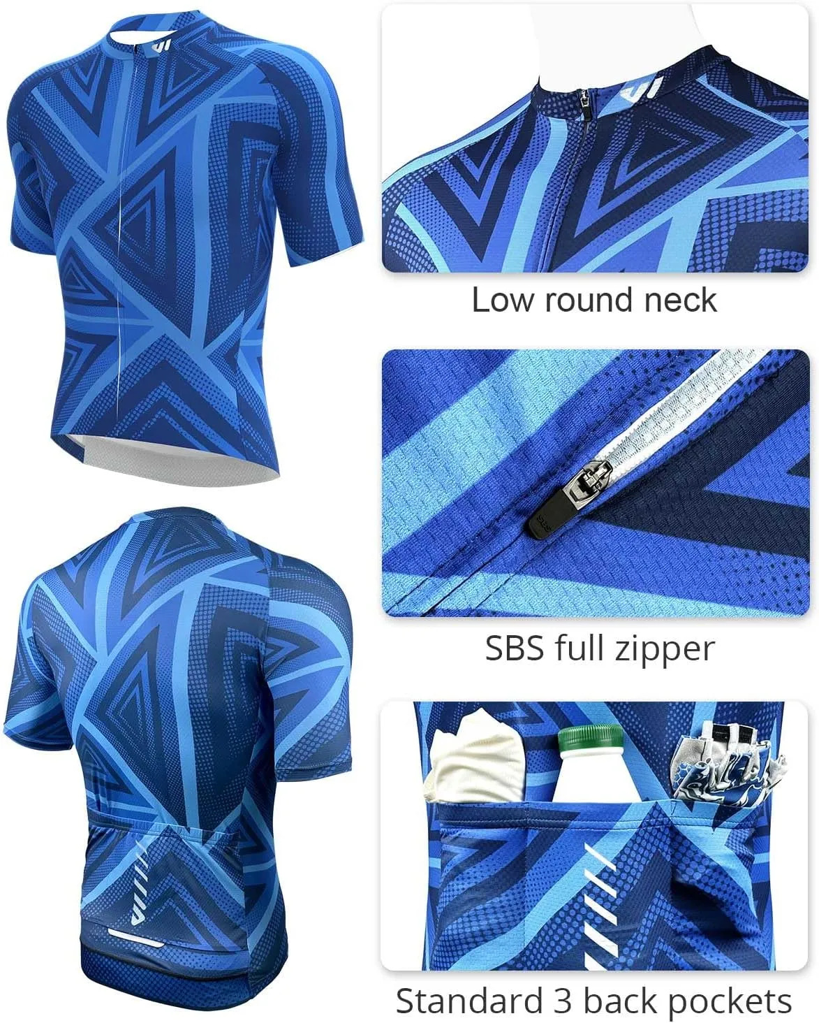 Wulibike Men's Cycling Jerseys Short Sleeve Bike Biking Shirts Full Zip with Pockets Road Bicycle Clothing