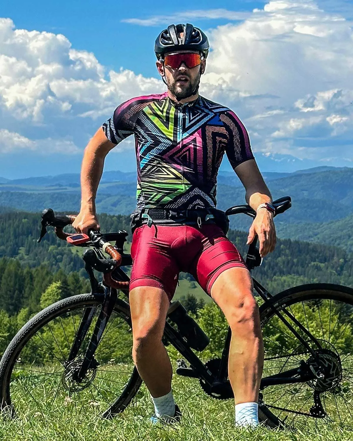 Wulibike Men's Cycling Jerseys Short Sleeve Bike Biking Shirts Full Zip with Pockets Road Bicycle Clothing