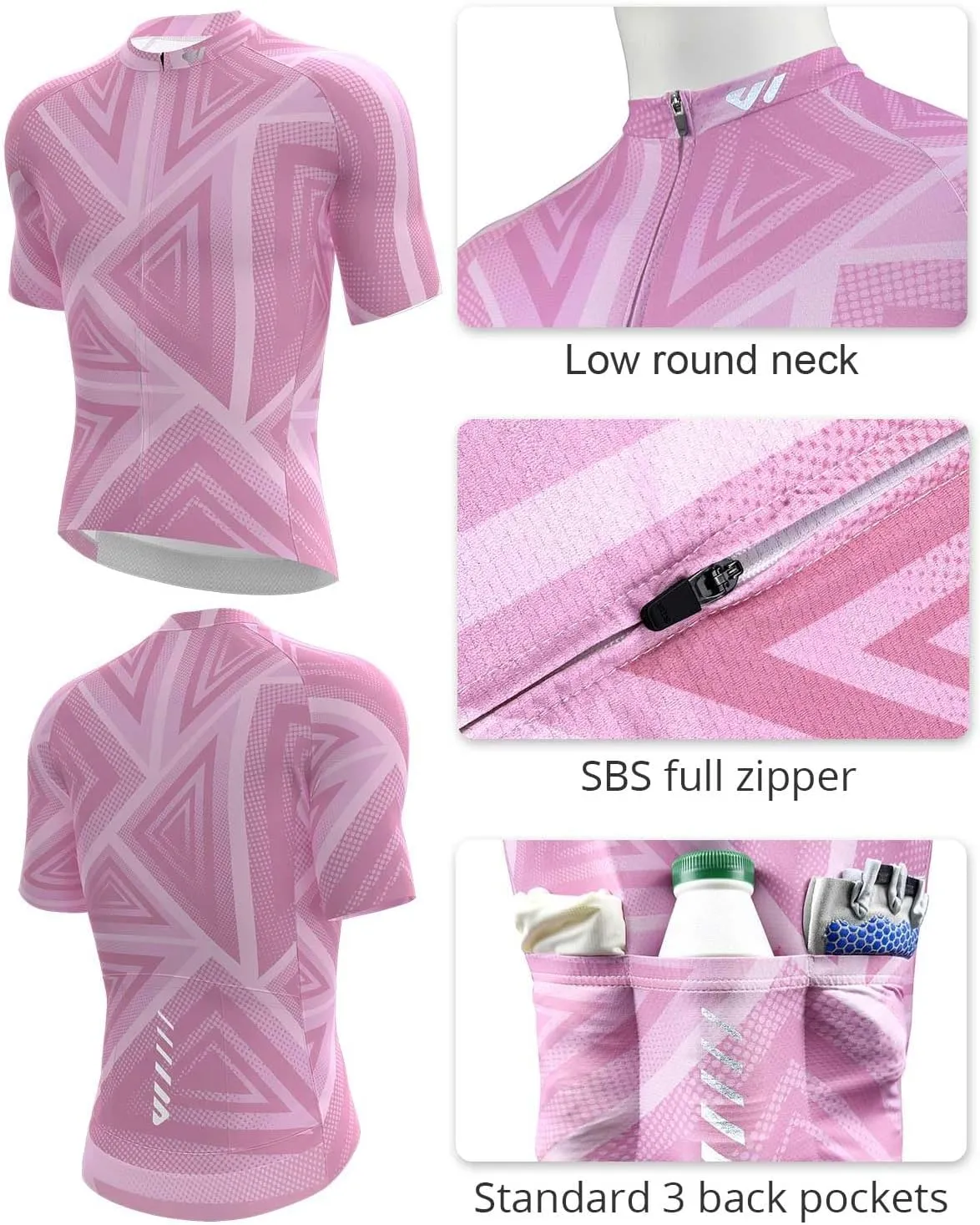Wulibike Men's Cycling Jerseys Short Sleeve Bike Biking Shirts Full Zip with Pockets Road Bicycle Clothing